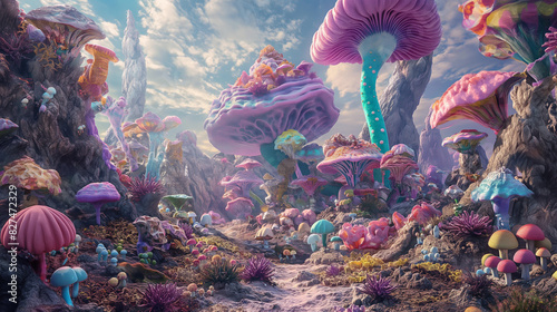 3. **Fantasy Wonderland**: Feature an enchanting 3D artwork depicting a whimsical fantasy world filled with colorful creatures and magical landscapes, leaving space for a caption that invites viewers photo