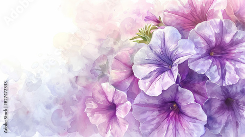 painting watercolor flower background illustration floral nature. Lilac flower background for greeting cards weddings or birthdays. Copy space. © Diana