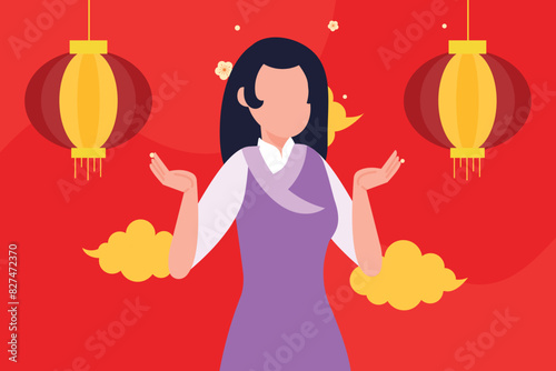 Chinese girl celebrating new year.