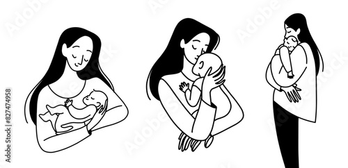 mother set line. Vector illustration