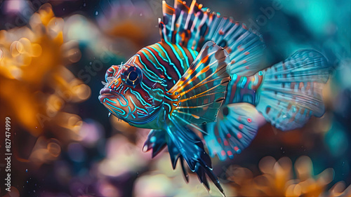 close up of a colorful tropical fish in the ocean, oceanic life scene, fish in underwater, underwater life © Gegham