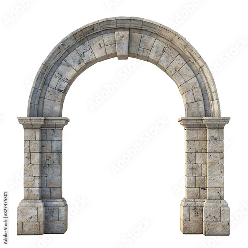 Ancient stone archway with weathered stones, cut out