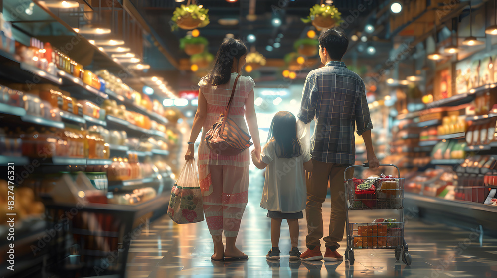 Excited Family Enjoying Quarterly Sale at the Mall High Res Image Capturing Joy of Finding Great Deals Together in a Glossy Backdrop Excited Family Enjoying Quarterly Sale at the Mall High Res Image Capturing Joy of Finding Great Deals Together in a Glossy Backdrop