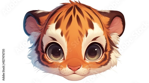 2d illustration of an adorable baby tiger s face set against a clean white background photo