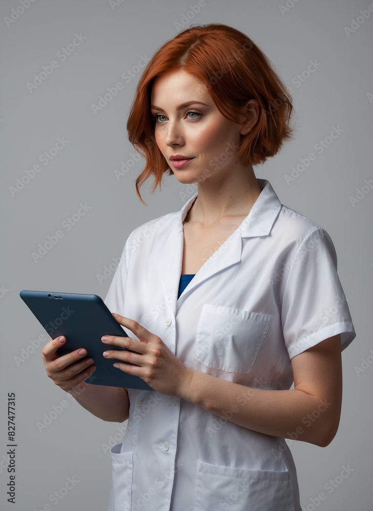 Beautiful female doctor isolated on gray background. Beautiful female doctor isolated on gray background.
