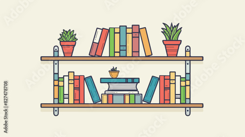 Bookshelf icon on light background. Book symbol. Educ