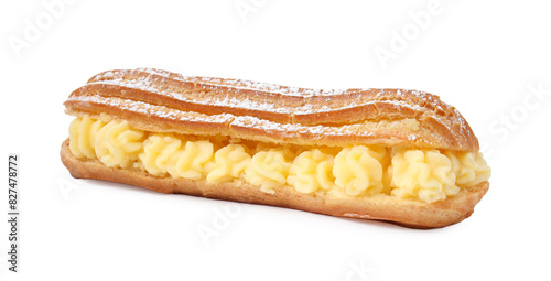 фотографія Delicious eclair filled with cream isolated on white
