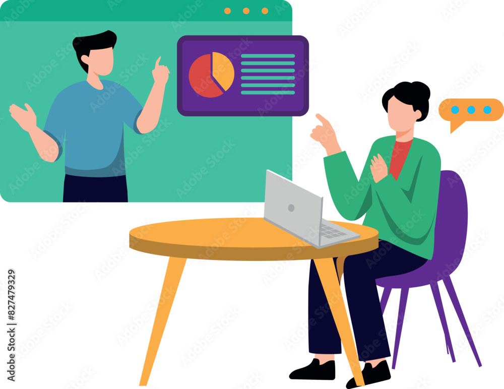 Girl talking to boy online. Girl talking to boy online.