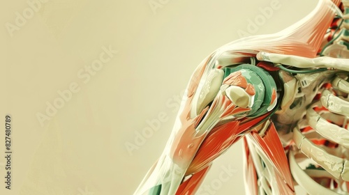 Various movements possible in the human shoulder joint Emphasis on ball and socket structure. This shows flexibility and range of movement. photo