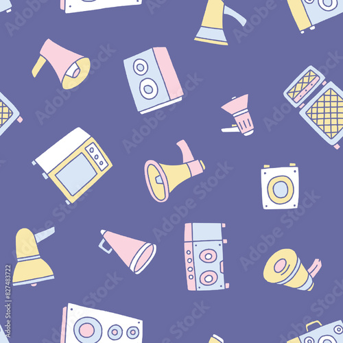 Speaker Sound Megaphone Seamless Pattern Vector illustration for Print, Wallpaper, Decoration.