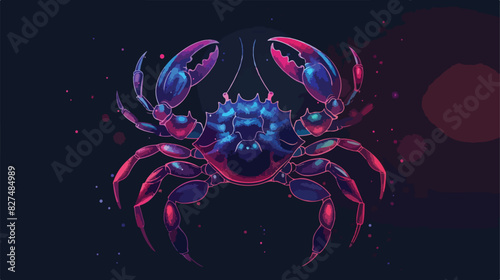 Cancer Zodiac Sign isolated on dark background. vector