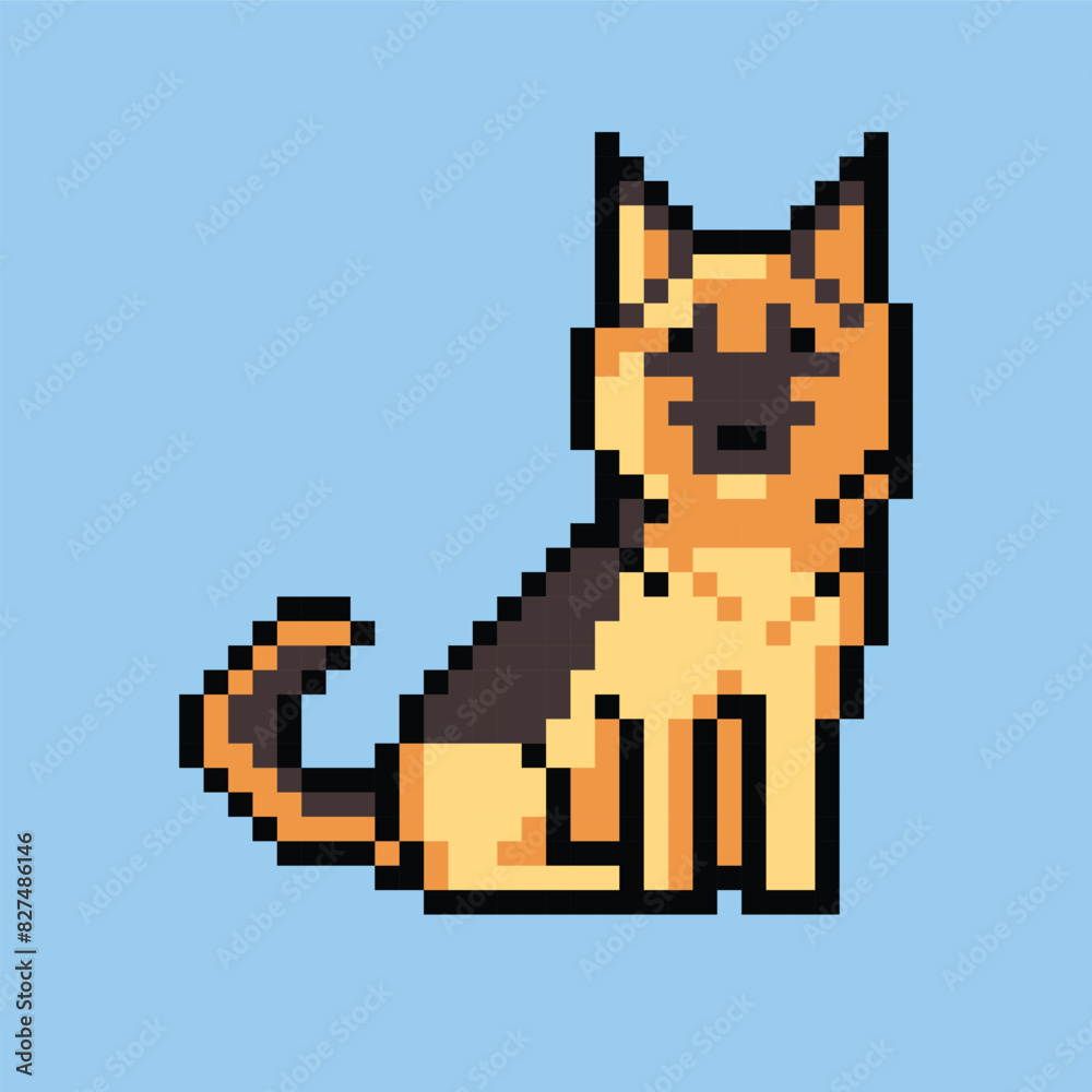 Germand shepherd dog pets pixel art illustrations vector microstock template Germand shepherd dog pets pixel art illustrations vector microstock template