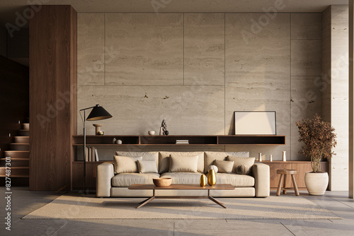 Fototapeta Naklejka Na Ścianę i Meble -  Interior design of modern apartment. Interior mockup, 3d render