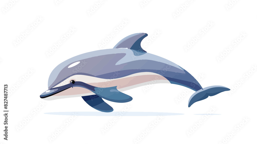 Obraz premium friendly cute blue sea mammal dolphin jumping out water resizable vector generative ai