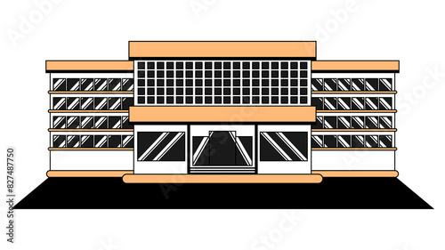 luxury office building light orange color cartoon vector illustration