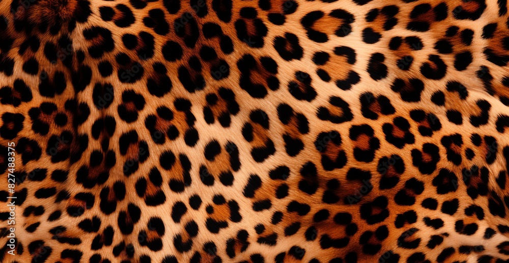 Detailed view of a leopard print fabric showing intricate spots and patterns Detailed view of a leopard print fabric showing intricate spots and patterns