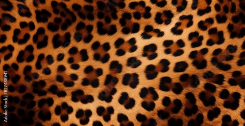 Detailed view of leopard print fabric with distinctive spots and pattern 