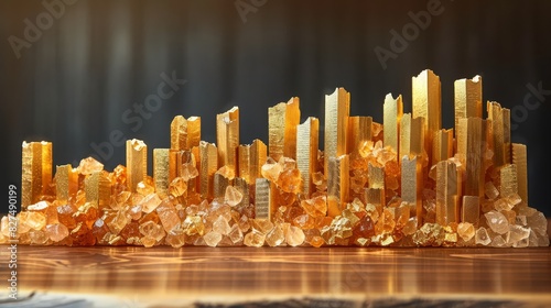 Wallpaper Mural Gold nuggets arranged as a bar graph, conceptual art, minimalist Torontodigital.ca