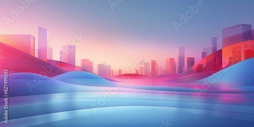 Vibrant Cityscape with Surreal Landscape at Sunset