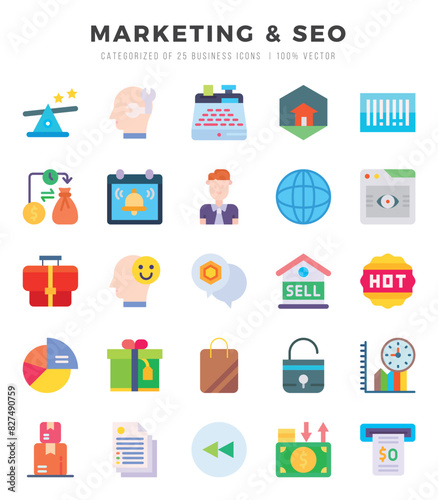 icons set. Marketing & Seo for web. app. vector illustration.