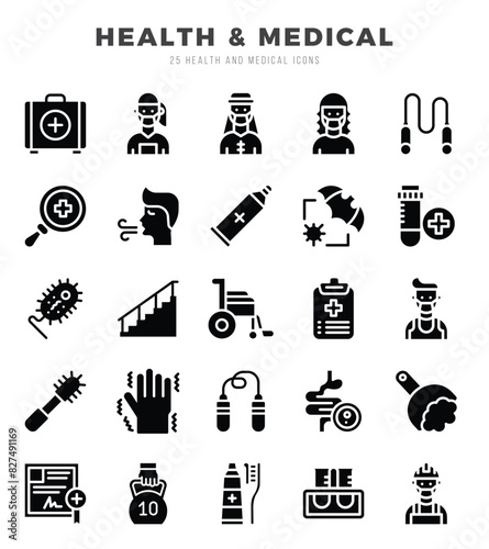Set of HEALTH & MEDICAL icons. Vector Illustration.
