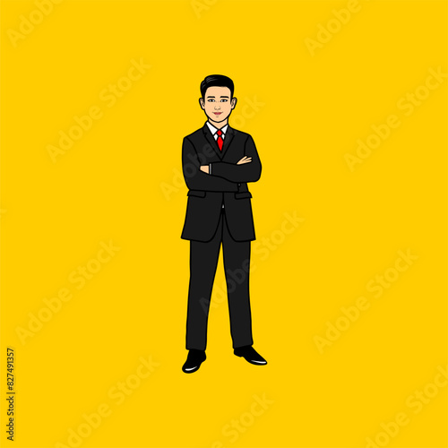 career man business man in a suit cartoon vector illustration