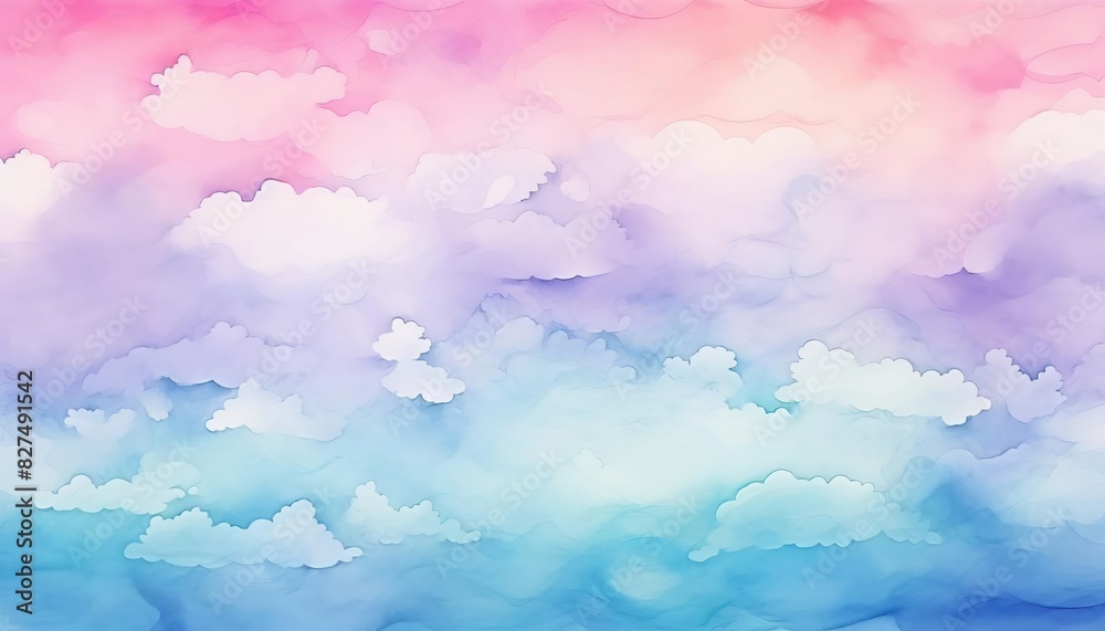 Watercolor sky background with pink, purple, and blue gradient clouds, perfect for artistic designs and dreamy aesthetics. Watercolor sky background with pink, purple, and blue gradient clouds, perfect for artistic designs and dreamy aesthetics.