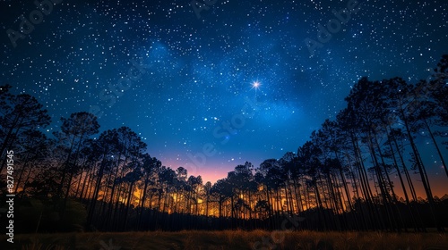Clear starry sky on a warm summer night with space for dreamy or romantic messages