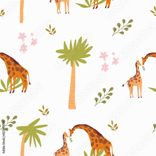 Seamless pattern  background  wallpaper with animals  mothers day  vector illustration hand drawn.