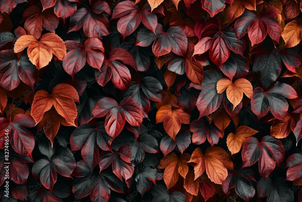 Dense tapestry of red and orange autumn leaves, perfect for a seasonal backdrop Dense tapestry of red and orange autumn leaves, perfect for a seasonal backdrop