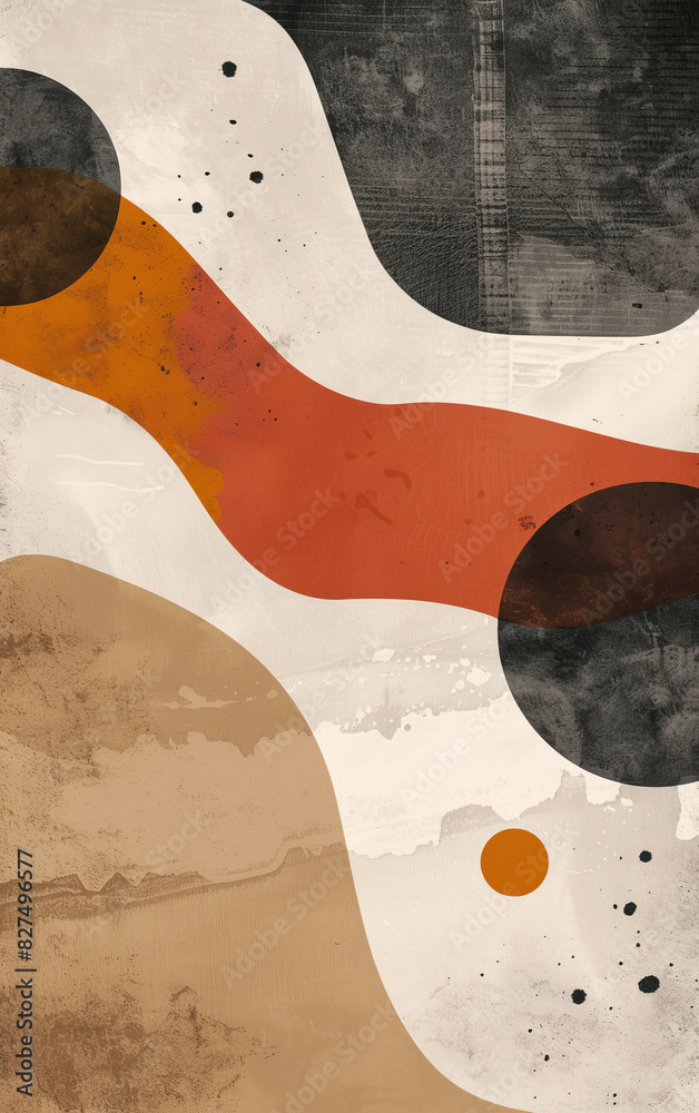 Abstract art with earthy tones and organic shapes, featuring bold colors and smooth textures for modern home decor. Abstract art with earthy tones and organic shapes, featuring bold colors and smooth textures for modern home decor.