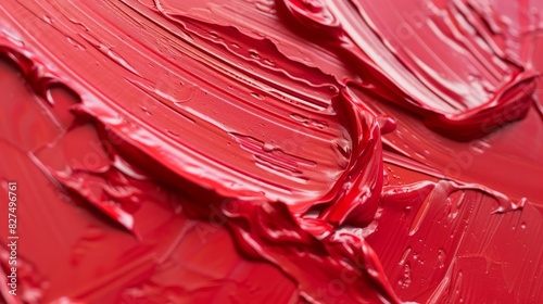 Vivid Red Acrylic Paint Texture Close-Up for Art and Design Projects