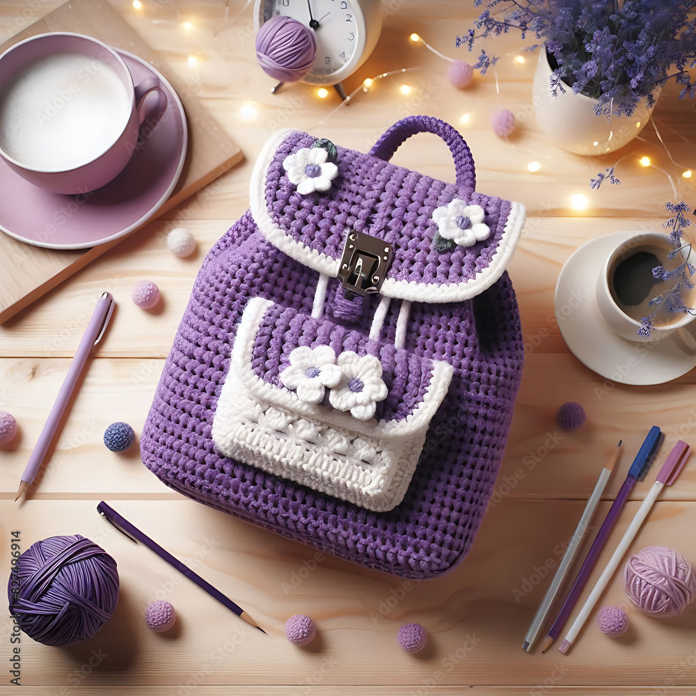 Purple crochet backpack Purple crochet backpack