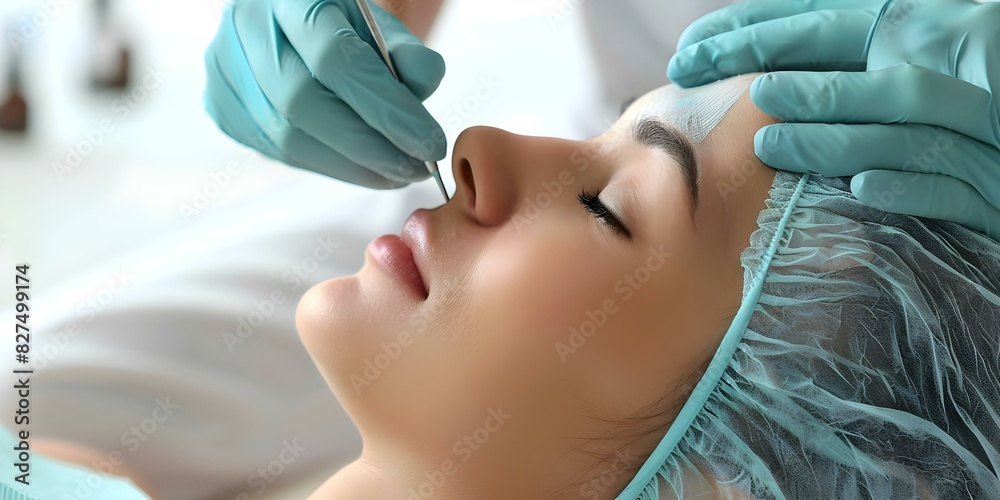 Expert examining Asian womans facial skin prior to cosmetic procedure. Concept Skincare Consultation, Cosmetic Procedures, Asian Skin Analysis, Expert Dermatologist, Facial Rejuvenation