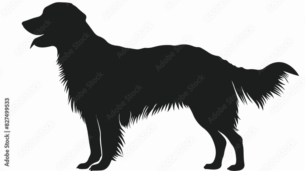 Dog full length black silhouette side view. Vector illustration