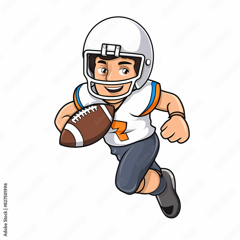 American Football Player with Ball in field,Cartoon quarterback picture,vector illustration cartoon. American Football Player with Ball in field,Cartoon quarterback picture,vector illustration cartoon.