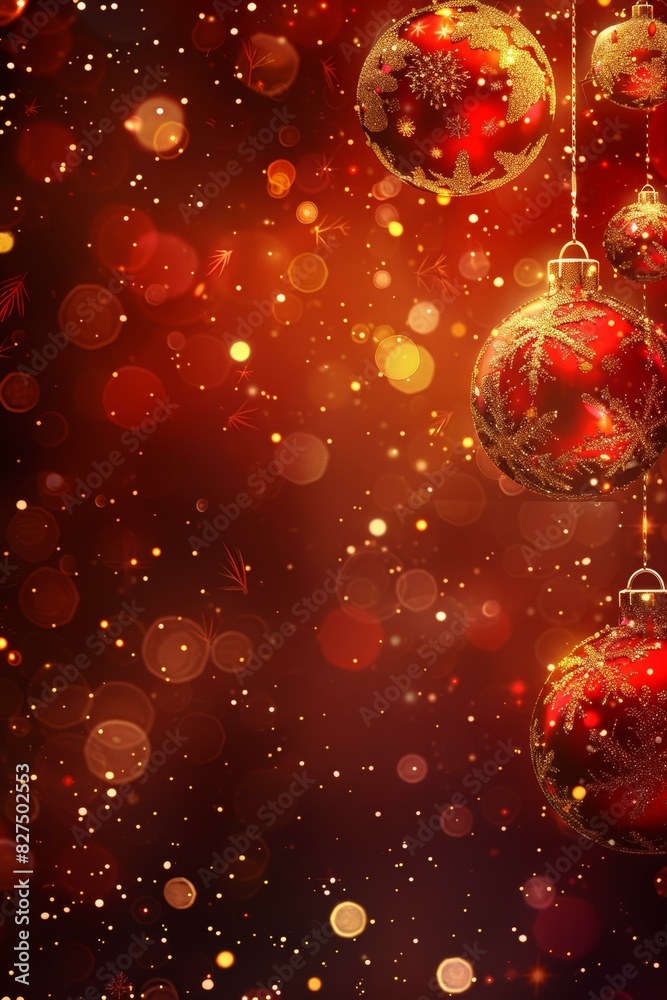 Red Christmas Decorations with Bokeh Background Red Christmas Decorations with Bokeh Background