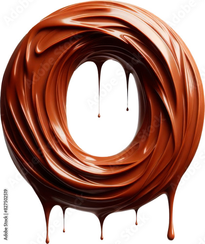 Letters made of melted chocolate on a transparent background. Cut out, close-up.
