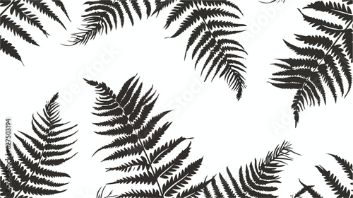 Fern frond silhouettes seamless pattern. Vector illustration photo