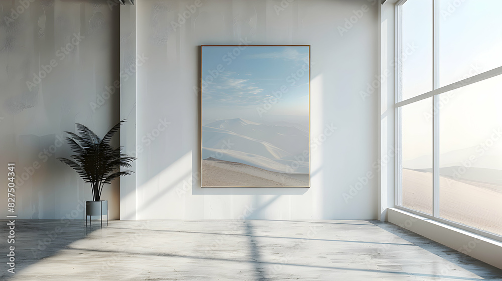 High Resolution Minimalist Landscape Frame Mockup on White Wall for Artwork or Photography Photo Realistic Design Ideal for Showcasing Creative Concepts High Resolution Minimalist Landscape Frame Mockup on White Wall for Artwork or Photography Photo Realistic Design Ideal for Showcasing Creative Concepts