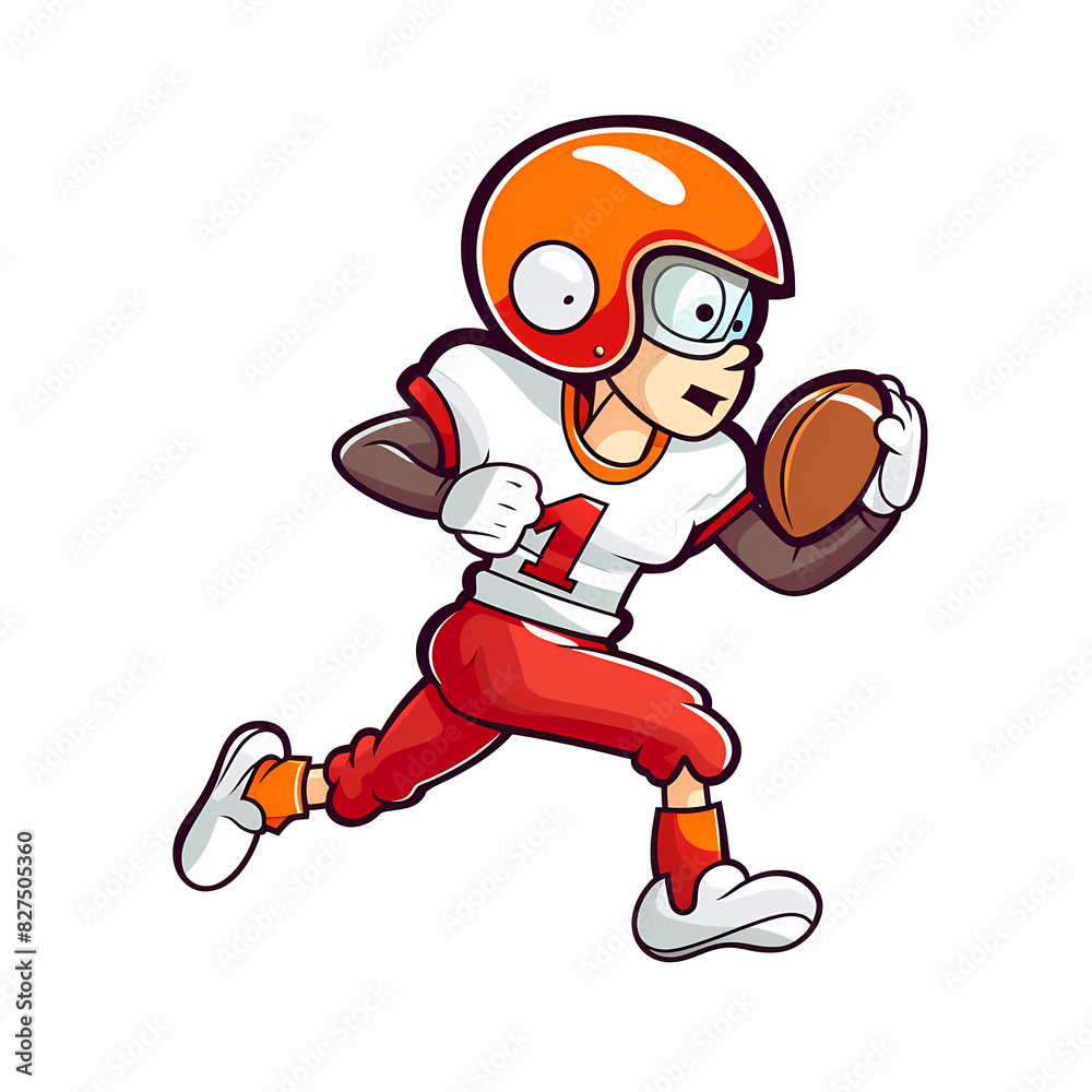 American Football Player with Ball in field,Cartoon quarterback picture,vector illustration cartoon. American Football Player with Ball in field,Cartoon quarterback picture,vector illustration cartoon.