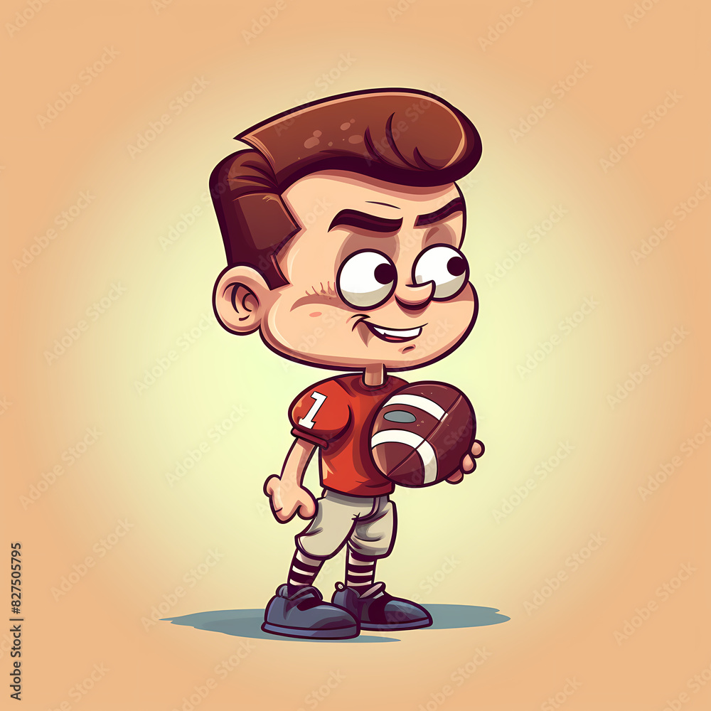 American Football Player with Ball in field,Cartoon quarterback picture,vector illustration cartoon. American Football Player with Ball in field,Cartoon quarterback picture,vector illustration cartoon.