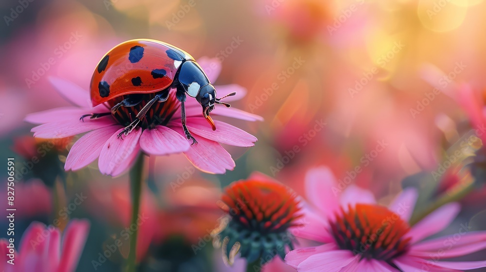 Macro shot of insect pollinating a wildflower, detailed interaction Macro shot of insect pollinating a wildflower, detailed interaction
