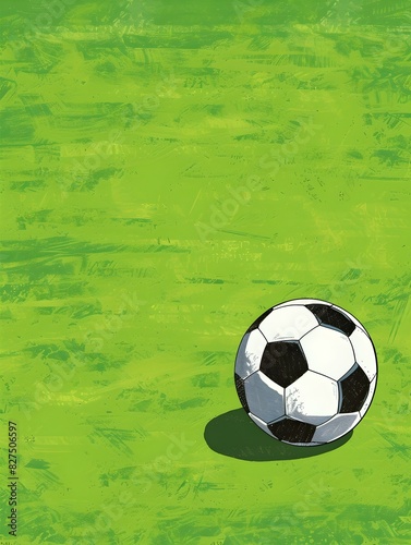 Wallpaper Mural Cartoon of a black and white Soccer Ball on a green Pitch. Football Illustration with Copy Space Torontodigital.ca