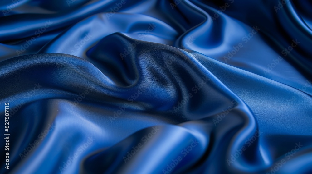 Smooth Blue Satin Fabric Close-Up Textured Background for Design, Card, Poster Smooth Blue Satin Fabric Close-Up Textured Background for Design, Card, Poster
