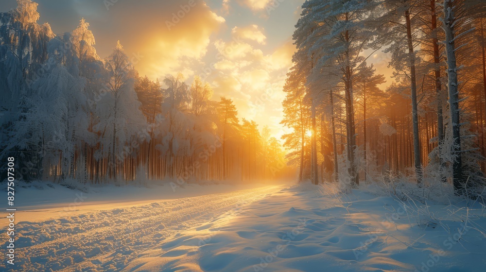 Winter forest with hoarfrost on trees and a quiet ambiance, cold and beautiful, ideal for tranquil or reflective themes Winter forest with hoarfrost on trees and a quiet ambiance, cold and beautiful, ideal for tranquil or reflective themes