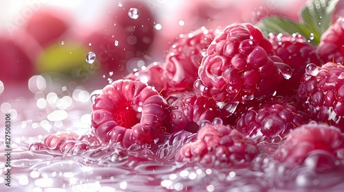 a lively splash of raspberry juice on a white background