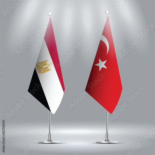 Set of Standings flags of Egypt and Turkiye