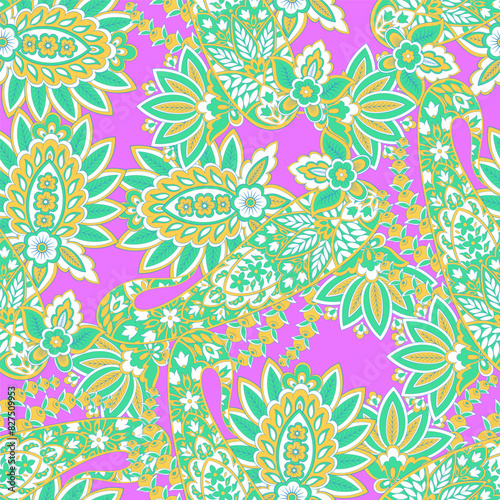 Trendy ethnic-style paisley pattern. Fashionable vector template for any design projects
