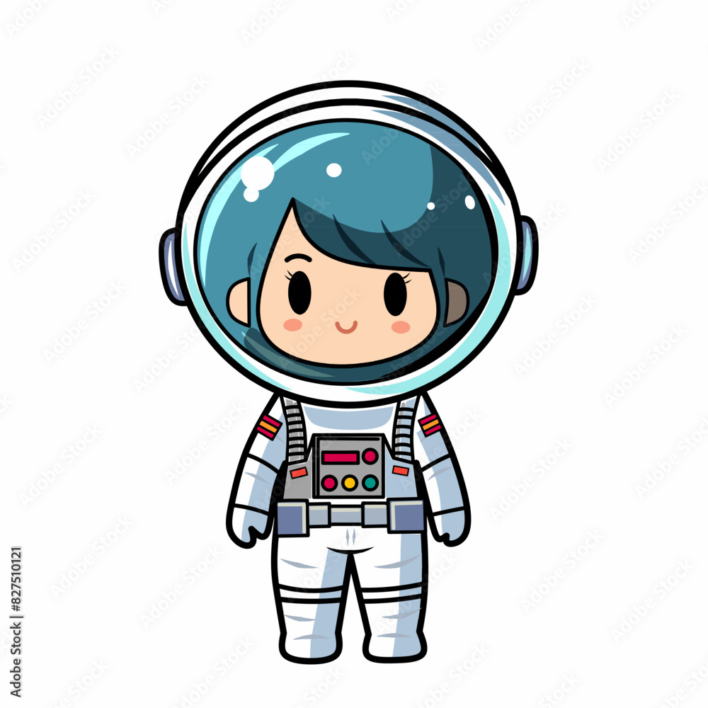 Cute astronaut kids vector image illustration. Flat design style